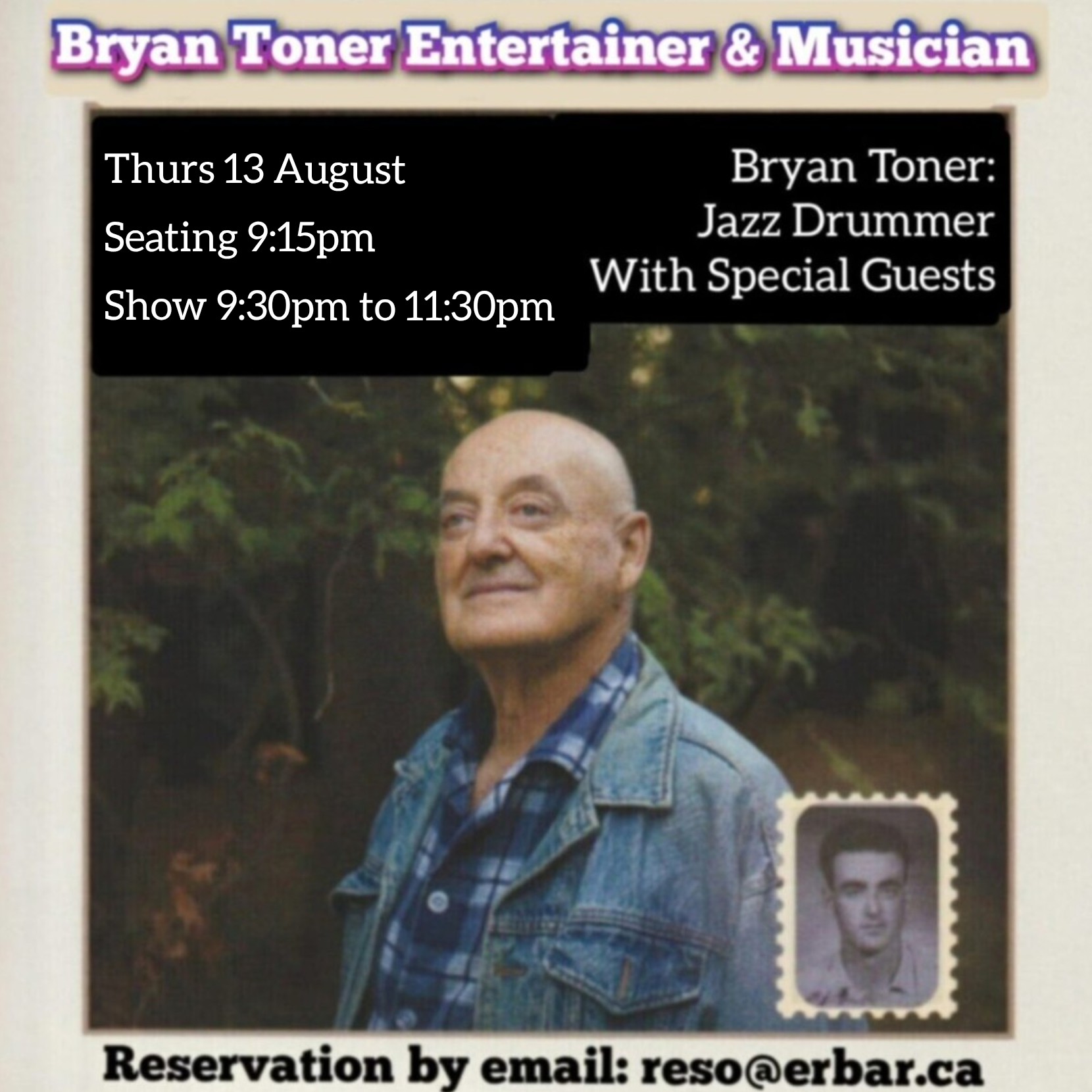 Bryan Toner Quartet, Jazz Standards, piano, bass, drums and horn artwork from The Emmet Ray