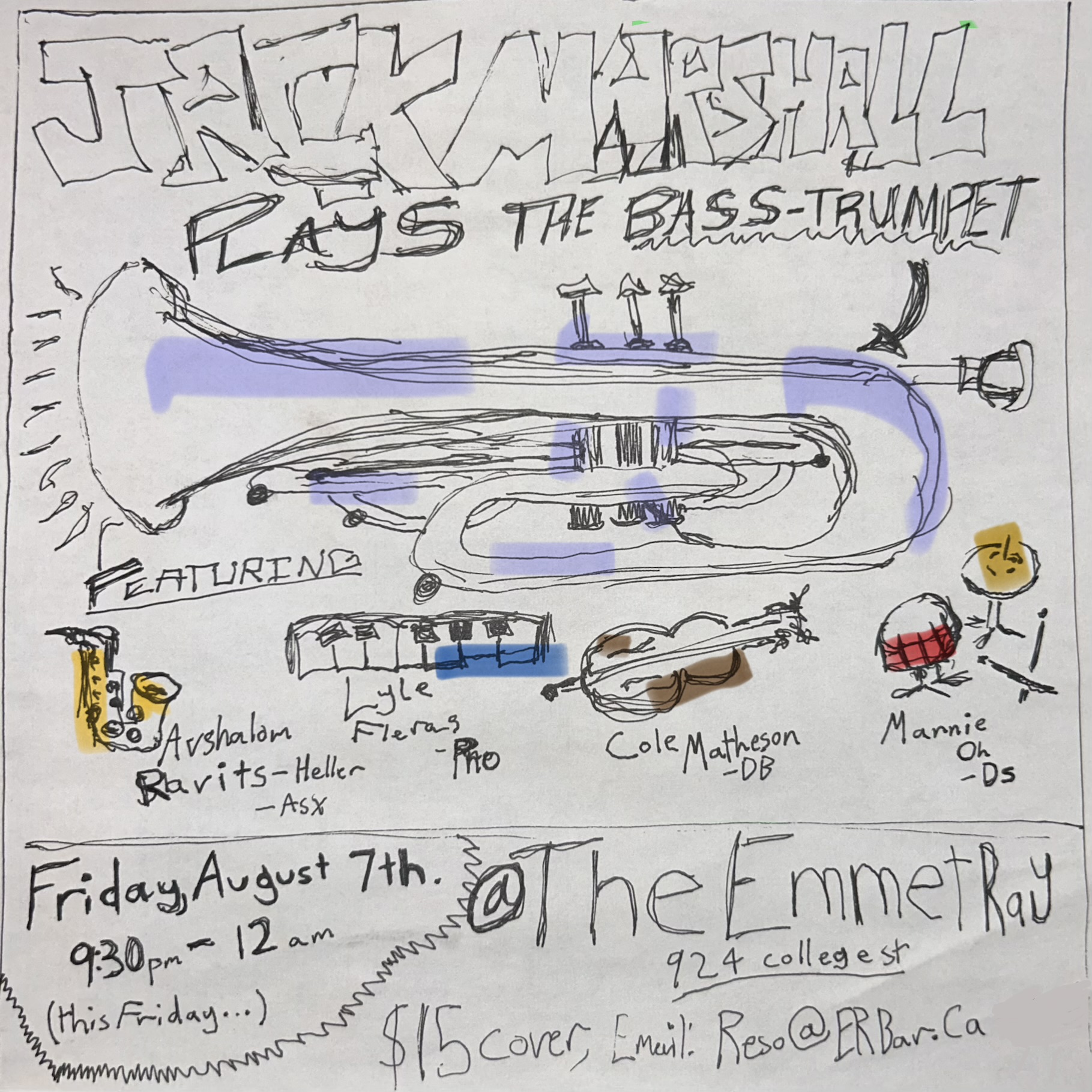Jack Marshall Plays Bass Trumpet, Jazz standards, Hard bop, straight ahead, played on bass trumpet artwork from The Emmet Ray