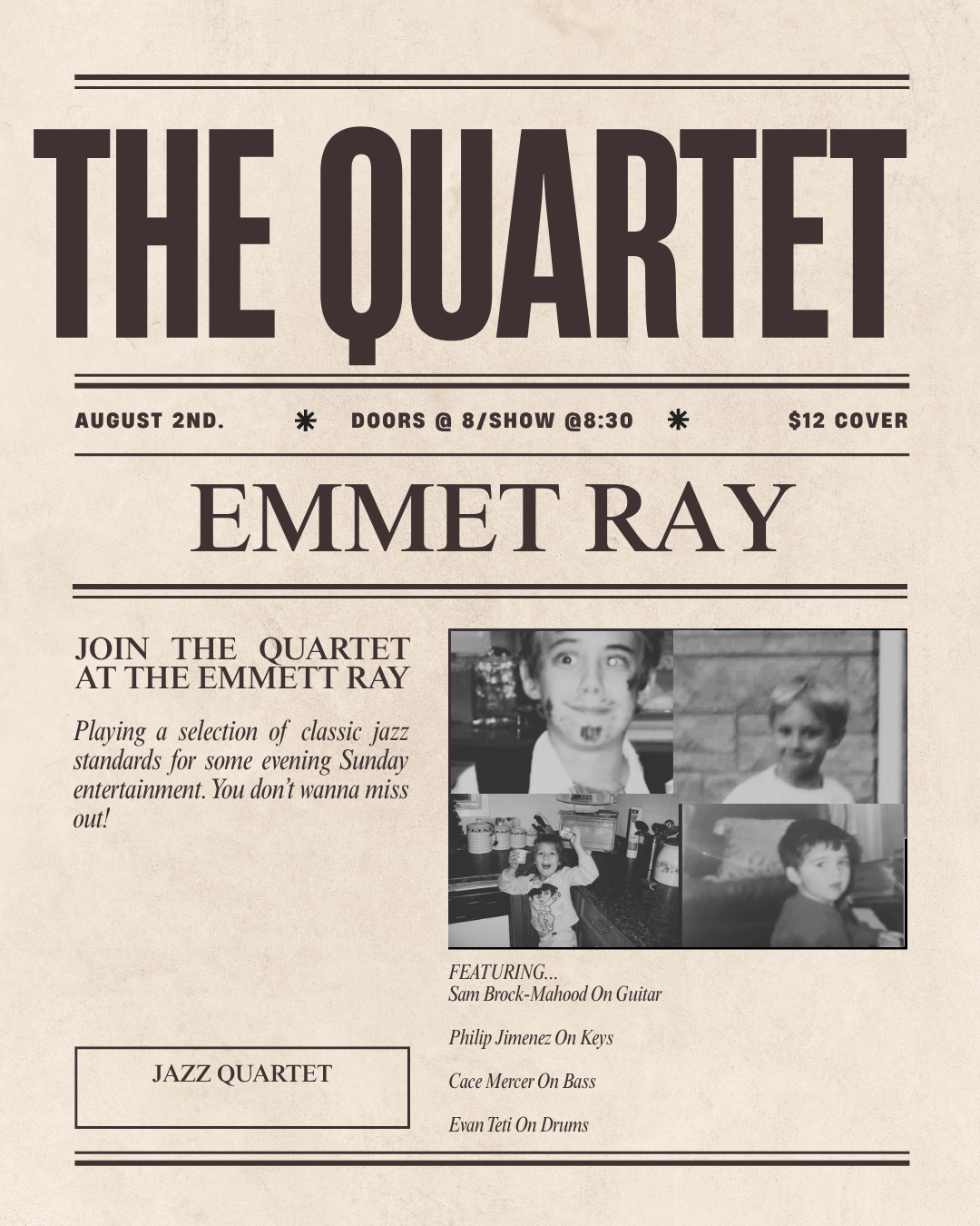 The Quartet, Jazz Quartet with Cace on Bass Mercer artwork from The Emmet Ray