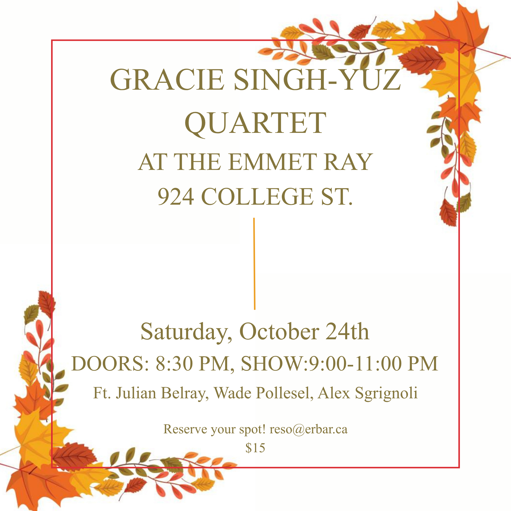 Gracie Singh-Yuz Quartet, vocal jazz artwork from The Emmet Ray