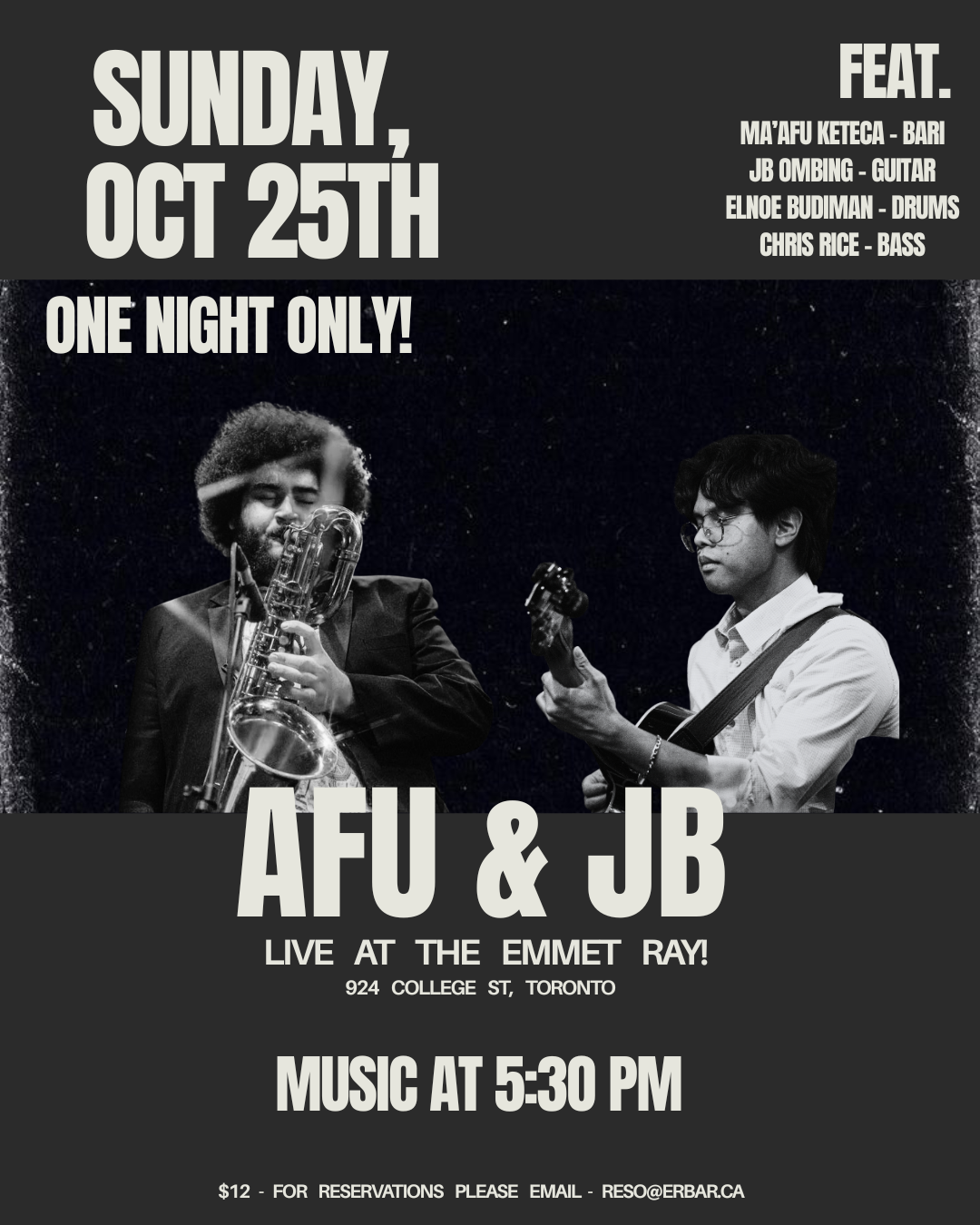 Afu & JB Quartet, Swing, Bebop, Hardbop, visiting from Van City artwork from The Emmet Ray