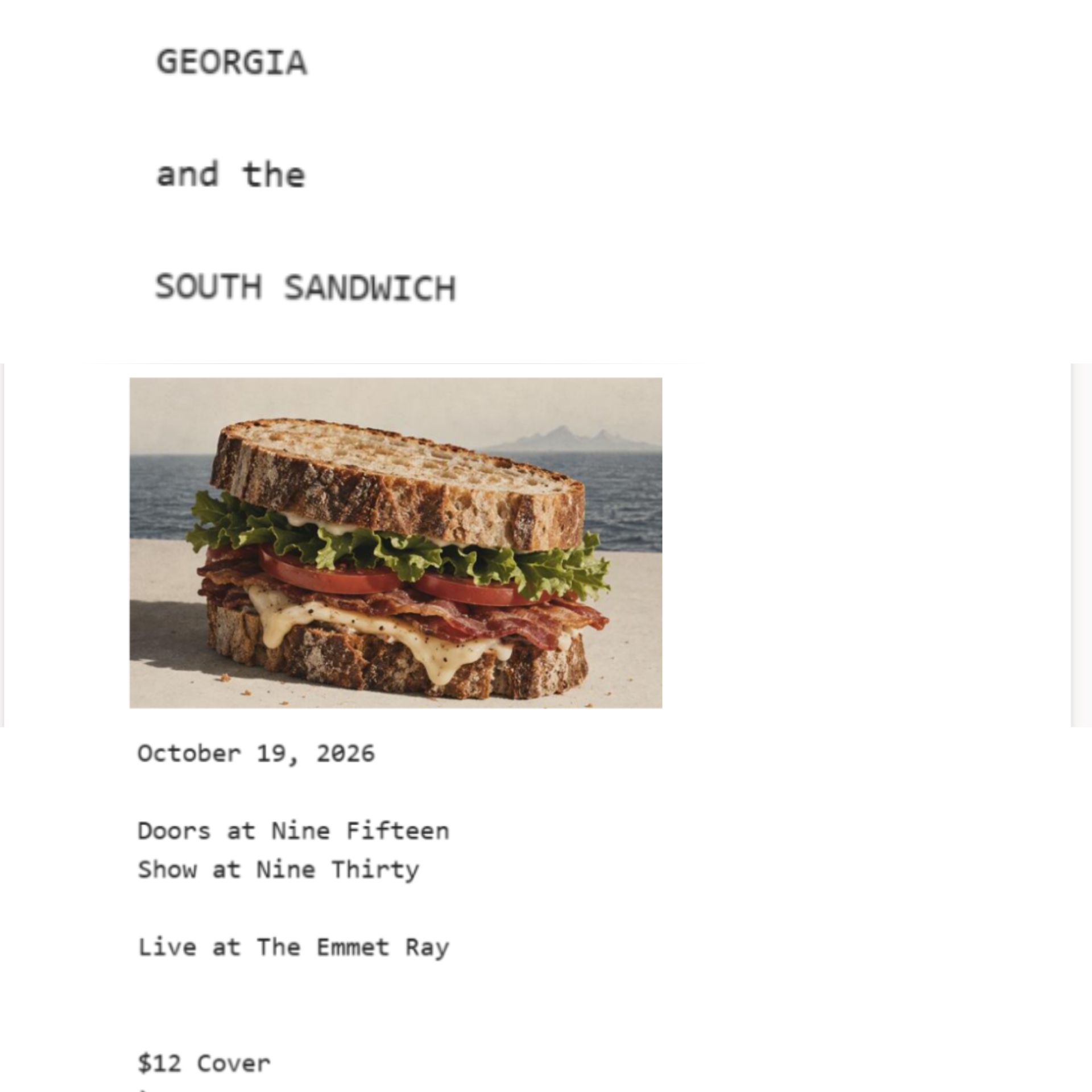 Georgia and The South Sandwich, Free Jazz, Free Improvisation, Free Music with Georgia Korba artwork from The Emmet Ray