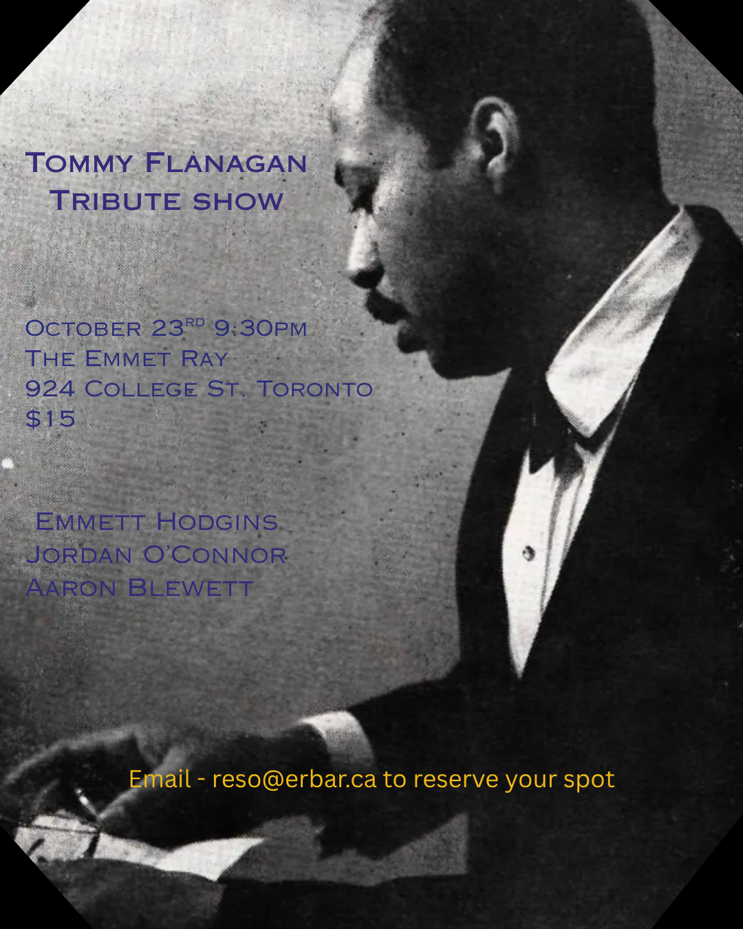 Tommy Flanagan Tribute Show, Jazz, Bebop, with Emmett Hodgins artwork from The Emmet Ray